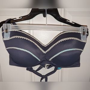 Shade & Shore Bikini Top, size 38 D, Gray and Blue